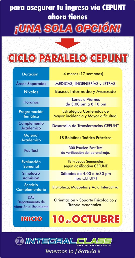 CICLO PARALELO CEPUNT OCTUBRE 2011