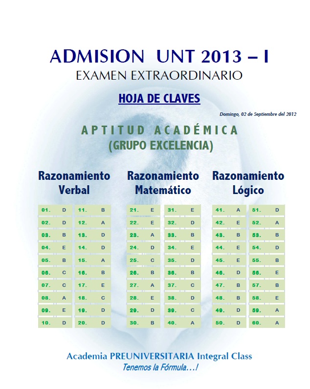 EXAMEN EXCELENCIA UNT 2013 - I