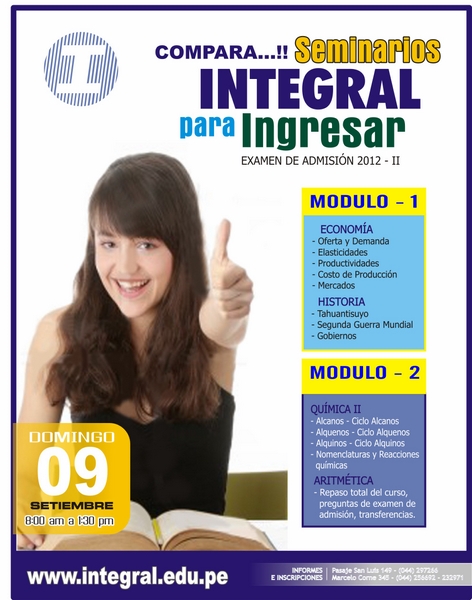 COMPARA...! SEMINARIOS INTEGRAL PARA INGRESAR