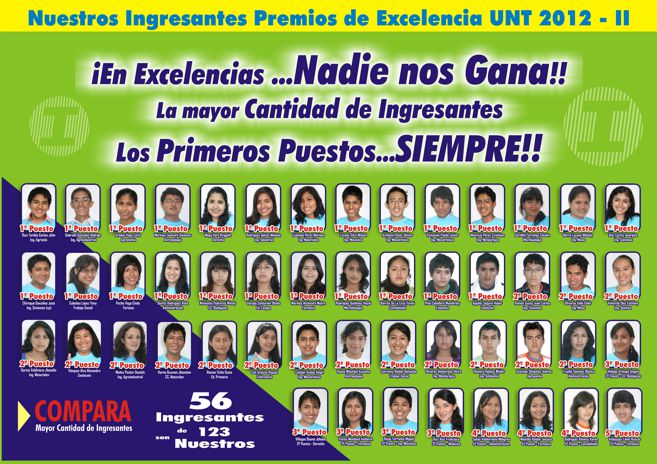 NUESTROS INGRESANTES DE EXCELENCIA A LA UNT 2012-II