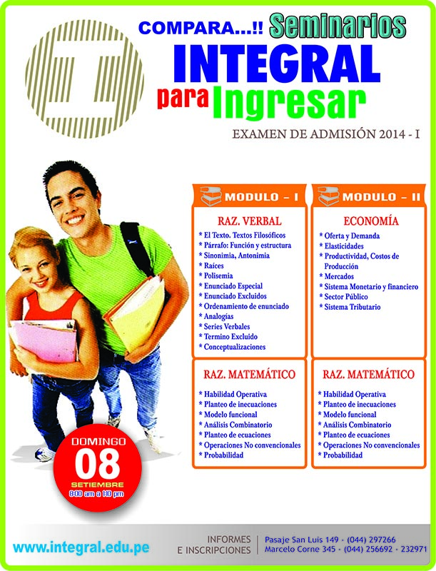 
¡SEMINARIO INTEGRAL PARA INGRESAR! ADMISION UNT 2014-I     ¡¡Te esperemos...!! !!! 