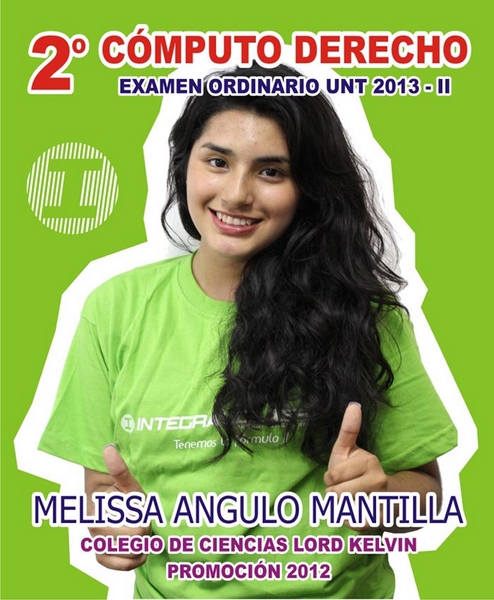 2DO COMPUTO DERECHO, ALUMNA DEL COLEGIO DE CIENCIAS LORD KELVIN ¡¡FELICITACIONES MELISSA!! ¡¡COMPARTIMOS TU TRIUNFO Y TU ALEGRIA!! 