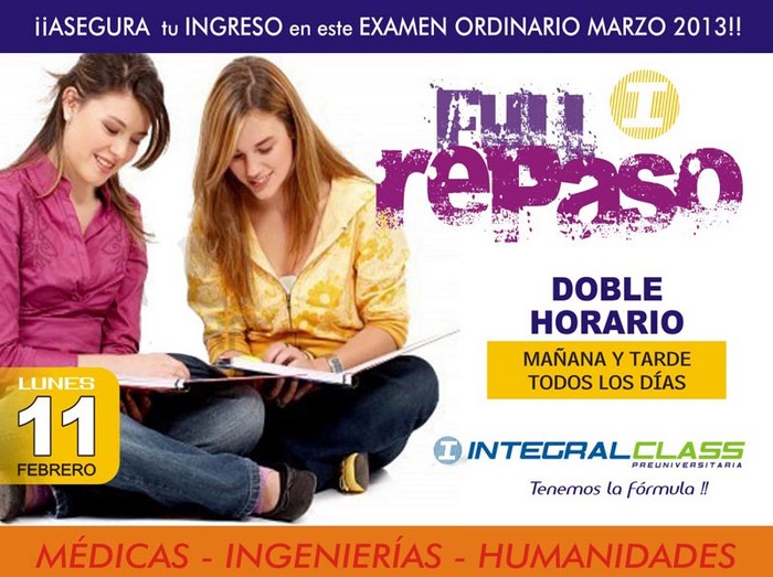 CICLO REPASO PARA LOS QUE QUIEREN ASEGURAR SU INGRESO EN ESTE
EXAMEN ORDINARIO UNT 2013