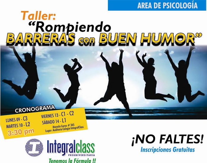  TALLER DE PSICOLOGIA DE INTEGRAL PARA TI QUE POSTULAS EN ESTE EXAMEN PROCESO DE ADMISION UNT 2014 - I ... ¡NO FALTES! ¡INSCRIPCIONES TOTALMENTE GRATIS! 