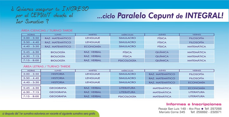  CICLO PARALELO CEPUNT DE INTEGRAL 